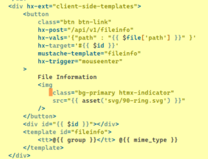 04c2c39271db4853b35822b149e30634 -- Code Snippet showing how to use htmx