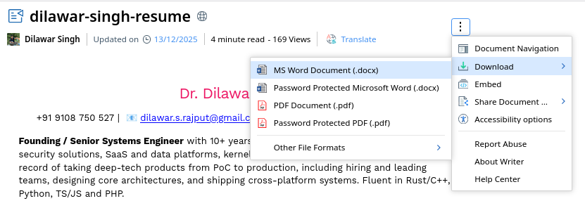 download resume as pdf docx